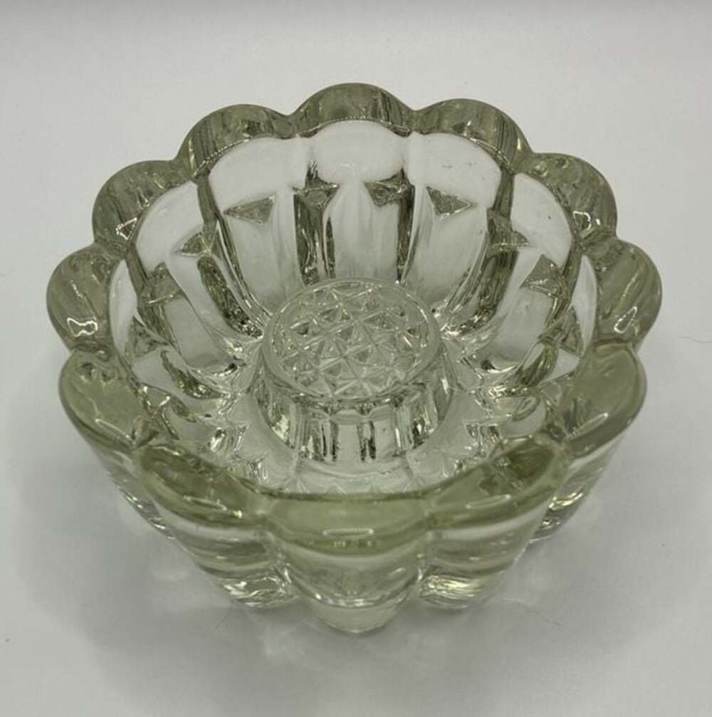 Vintage Princess House Clear Glass Reversible 3-Way Pillar and Taper Candle Hold